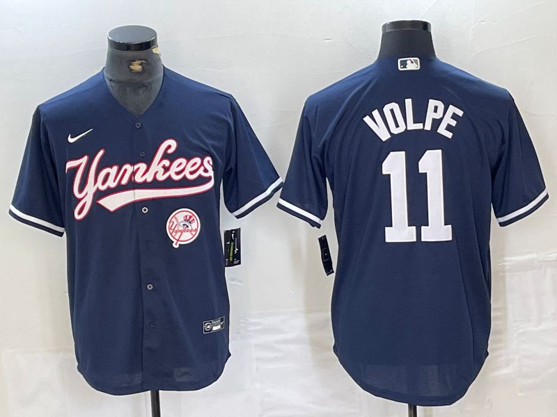 Men New York Yankees 11 Volpe Dark blue Second generation joint name Nike 2024 MLB Jersey style 4